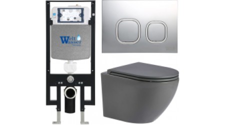 Унитаз подвесной с инсталляцией WeltWasser Amberg 497 + Merzbach 004 MT-GR + Amberg RD-CR