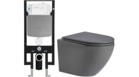 Унитаз подвесной с инсталляцией WeltWasser Amberg 497 + Merzbach 004 MT-GR + Amberg RD-WT