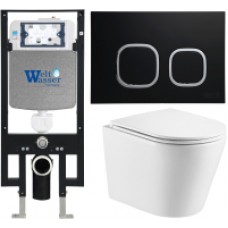 Унитаз подвесной с инсталляцией WeltWasser Amberg 497 + Salzbach 004 GL-WT + Amberg RD-BL