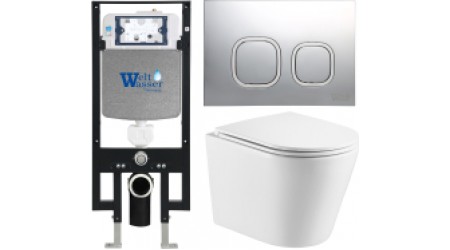 Унитаз подвесной с инсталляцией WeltWasser Amberg 497 + Salzbach 004 GL-WT + Amberg RD-CR