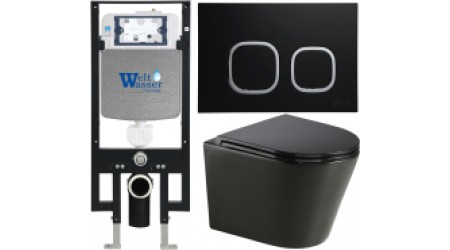 Унитаз подвесной с инсталляцией WeltWasser Amberg 497 + Salzbach 004 MT-BL + Amberg RD-BL