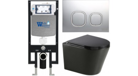 Унитаз подвесной с инсталляцией WeltWasser Amberg 497 + Salzbach 004 MT-BL + Amberg RD-CR