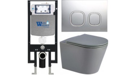 Унитаз подвесной с инсталляцией WeltWasser Amberg 497 + Salzbach 004 MT-GR + Amberg RD-CR