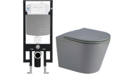 Унитаз подвесной с инсталляцией WeltWasser Amberg 497 + Salzbach 004 MT-GR + Amberg RD-WT