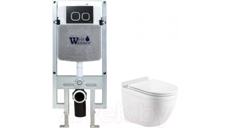 Унитаз подвесной с инсталляцией WeltWasser Amberg 497 ST + Heimbach 041 GL-WT + Amberg RD-BL