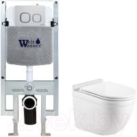 Унитаз подвесной с инсталляцией WeltWasser Amberg 497 ST + Heimbach 041 GL-WT + Amberg RD-MT CR