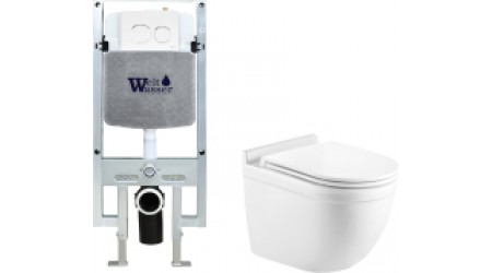 Унитаз подвесной с инсталляцией WeltWasser Amberg 497 ST + Heimbach 041 GL-WT + Amberg RD-WT