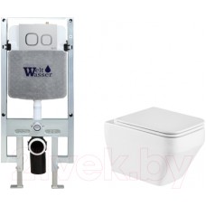 Унитаз подвесной с инсталляцией WeltWasser Amberg 497 ST + Hofbach 041 GL-WT + Amberg RD-CR