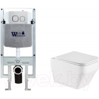 Унитаз подвесной с инсталляцией WeltWasser Amberg 497 ST + Hofbach 041 GL-WT + Amberg RD-MT CR