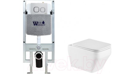 Унитаз подвесной с инсталляцией WeltWasser Amberg 497 ST + Hofbach 041 GL-WT + Amberg RD-MT CR