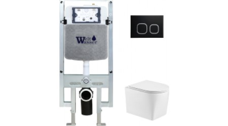 Унитаз подвесной с инсталляцией WeltWasser Amberg 497 ST + Nesenbach 004 GL-WT + Amberg RD-BL