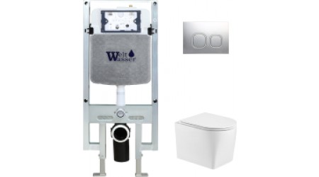 Унитаз подвесной с инсталляцией WeltWasser Amberg 497 ST + Nesenbach 004 GL-WT + Amberg RD-MT CR