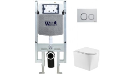 Унитаз подвесной с инсталляцией WeltWasser Amberg 497 ST + Nesenbach 004 GL-WT + Amberg RD-WT