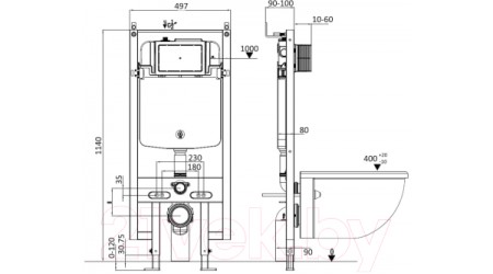 Унитаз подвесной с инсталляцией WeltWasser Amberg 497 ST + Salzbach 043 GL-WT + Amberg RD-CR