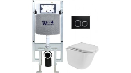 Унитаз подвесной с инсталляцией WeltWasser Amberg 497 ST+Telbach 004 GL-WT+Amberg RD-BL