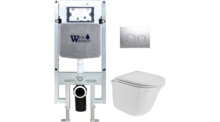 Унитаз подвесной с инсталляцией WeltWasser Amberg 497 ST+Telbach 004 GL-WT+Amberg RD-MT CR
