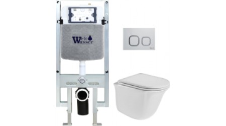 Унитаз подвесной с инсталляцией WeltWasser Amberg 497 ST+Telbach 004 GL-WT+Amberg RD-WT