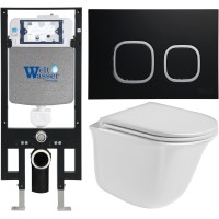 Унитаз подвесной с инсталляцией WeltWasser Amberg 497 + Telbach 004 GL-WT + Amberg RD-BL