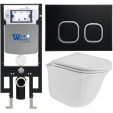 Унитаз подвесной с инсталляцией WeltWasser Amberg 497 + Telbach 004 GL-WT + Amberg RD-BL