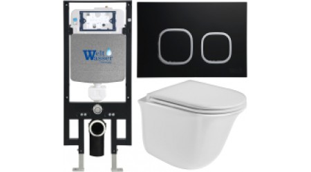 Унитаз подвесной с инсталляцией WeltWasser Amberg 497 + Telbach 004 GL-WT + Amberg RD-BL