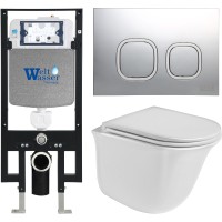 Унитаз подвесной с инсталляцией WeltWasser Amberg 497 + Telbach 004 GL-WT + Amberg RD-MT CR