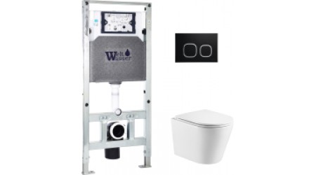 Унитаз подвесной с инсталляцией WeltWasser Amberg 504 ST + Salzbach 004 GL-WT + Amberg RD-BL