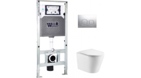 Унитаз подвесной с инсталляцией WeltWasser Amberg 504 ST + Salzbach 004 GL-WT + Amberg RD-MT CR