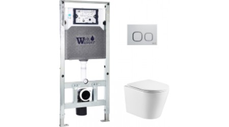 Унитаз подвесной с инсталляцией WeltWasser Amberg 504 ST + Salzbach 004 GL-WT + Amberg RD-WT