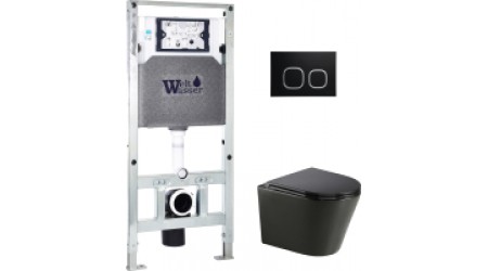 Унитаз подвесной с инсталляцией WeltWasser Amberg 504 ST + Salzbach 004 MT-BL + Amberg RD-BL