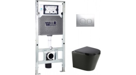 Унитаз подвесной с инсталляцией WeltWasser Amberg 504 ST + Salzbach 004 MT-BL + Amberg RD-CR