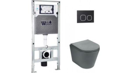 Унитаз подвесной с инсталляцией WeltWasser Amberg 504 ST + Salzbach 004 MT-GR + Amberg RD-BL