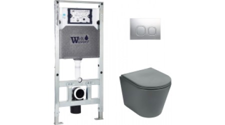 Унитаз подвесной с инсталляцией WeltWasser Amberg 504 ST + Salzbach 004 MT-GR + Amberg RD-CR