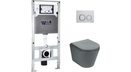 Унитаз подвесной с инсталляцией WeltWasser Amberg 504 ST + Salzbach 004 MT-GR + Amberg RD-WT