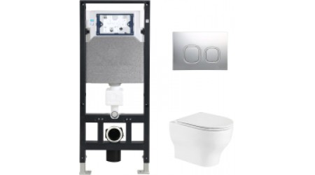 Унитаз подвесной с инсталляцией WeltWasser Amberg 506 + Erlenbach 004 GL-WT + Amberg RD-CR