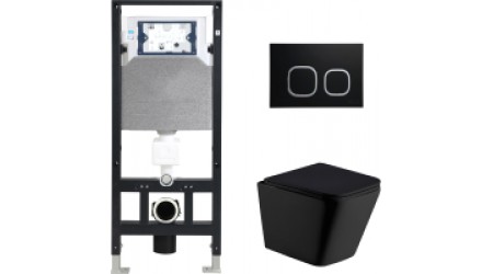 Унитаз подвесной с инсталляцией WeltWasser Amberg 506 + Gelbach 004 MT-BL + Amberg RD-BL