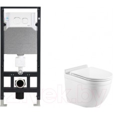 Унитаз подвесной с инсталляцией WeltWasser Amberg 506 + Heimbach 041 GL-WT + Amberg RD-WT