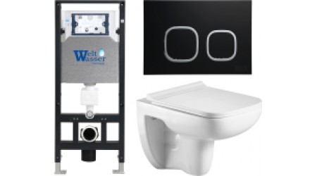 Унитаз подвесной с инсталляцией WeltWasser Amberg 506+Kehlbach 004 GL-WT+Amberg RD-BL