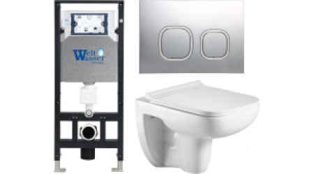 Унитаз подвесной с инсталляцией WeltWasser Amberg 506+Kehlbach 004 GL-WT+Amberg RD-CR