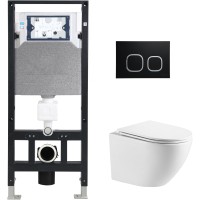Унитаз подвесной с инсталляцией WeltWasser Amberg 506 + Merzbach 004 GL-WT + Amberg RD-BL