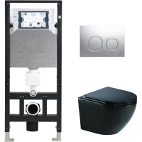 Унитаз подвесной с инсталляцией WeltWasser Amberg 506 + Merzbach 004 MT-BL + Amberg RD-CR