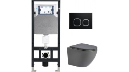 Унитаз подвесной с инсталляцией WeltWasser Amberg 506 + Merzbach 004 MT-GR + Amberg RD-BL