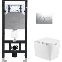 Унитаз подвесной с инсталляцией WeltWasser Amberg 506 + Nesenbach 004 GL-WT + Amberg RD-CR