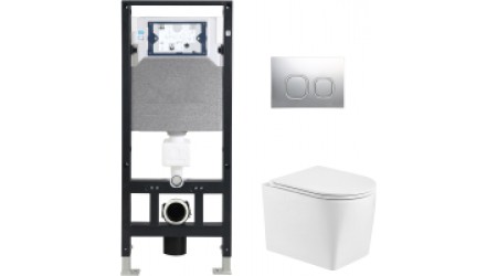 Унитаз подвесной с инсталляцией WeltWasser Amberg 506 + Nesenbach 004 GL-WT + Amberg RD-MT CR