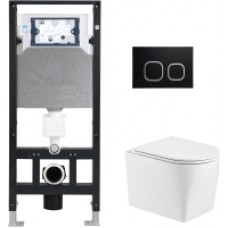 Унитаз подвесной с инсталляцией WeltWasser Amberg 506 + Nesenbach 004 GL-WT + Amberg RD-BL