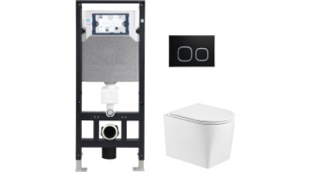 Унитаз подвесной с инсталляцией WeltWasser Amberg 506 + Nesenbach 004 GL-WT + Amberg RD-BL