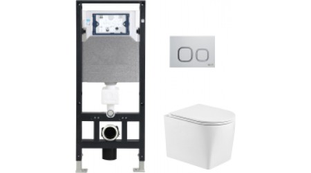 Унитаз подвесной с инсталляцией WeltWasser Amberg 506 + Nesenbach 004 GL-WT + Amberg RD-WT