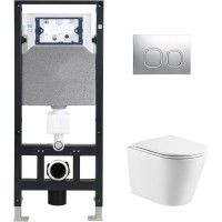Унитаз подвесной с инсталляцией WeltWasser Amberg 506 + Salzbach 004 GL-WT + Amberg RD-CR