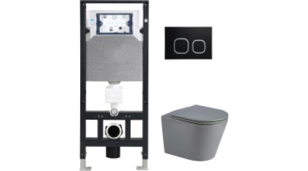 Унитаз подвесной с инсталляцией WeltWasser Amberg 506 + Salzbach 004 MT-GR + Amberg RD-BL