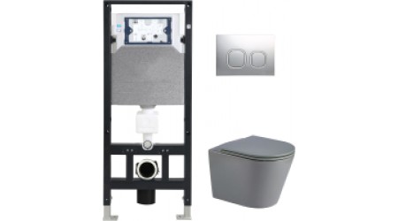 Унитаз подвесной с инсталляцией WeltWasser Amberg 506 + Salzbach 004 MT-GR + Amberg RD-CR
