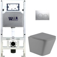 Унитаз подвесной с инсталляцией WeltWasser Amberg 506 ST+Gelbach 004 MT-GR+ Amberg RD-MT CR